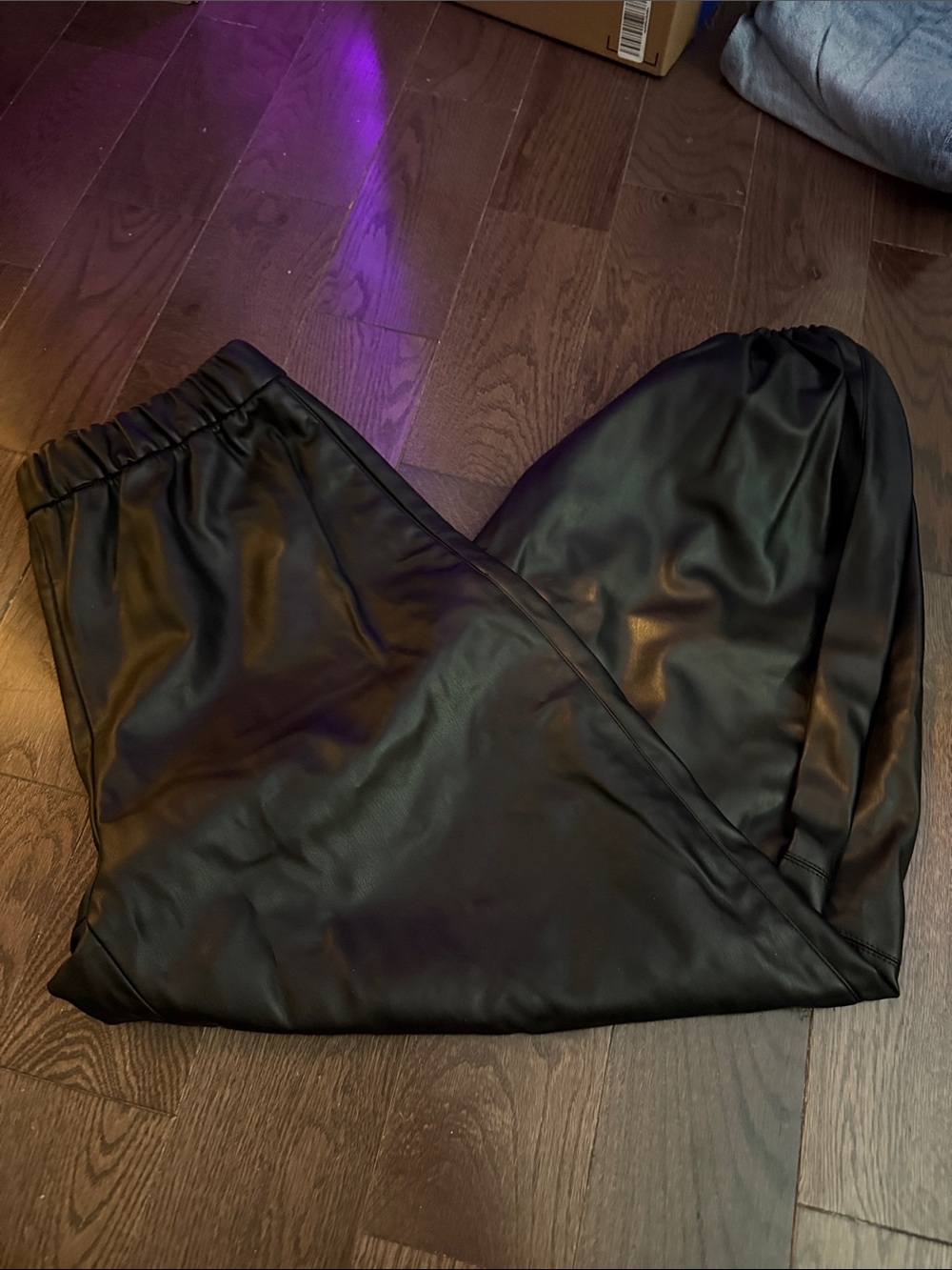 Zara Kids Black Faux Leather Joggers